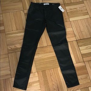 DL1961 black leather coated skinny jeans